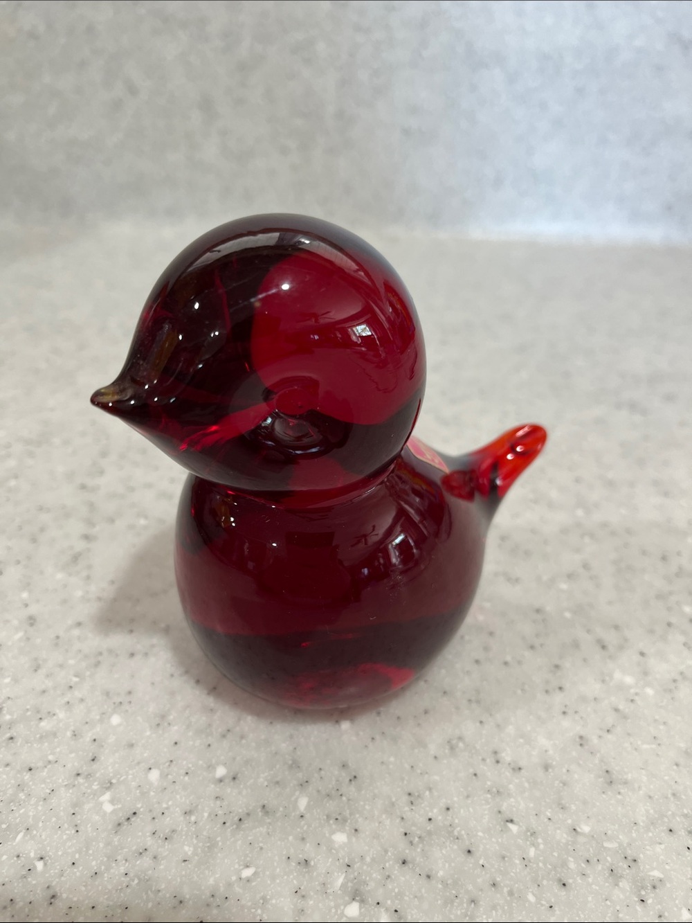 Vtg Ruby Red VIKING Art Glass Bird  Paperweight / Figurine W/Original Sticker